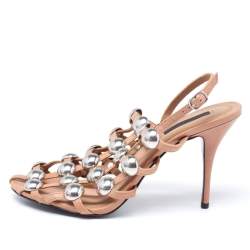 Alexander Wang Beige Studded Leather Sadie Slingback Sandals Size 40