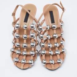 Alexander Wang Beige Studded Leather Sadie Slingback Sandals Size 40