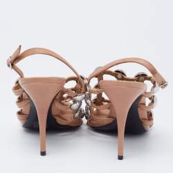 Alexander Wang Beige Studded Leather Sadie Slingback Sandals Size 40