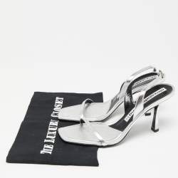 Alexander Wang Silver Leather Embellished Slingback Sandals Size 38