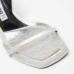 Alexander Wang Silver Leather Embellished Slingback Sandals Size 38