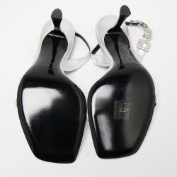 Alexander Wang Silver Leather Embellished Slingback Sandals Size 38