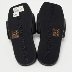 Pre Owned Alexander Wang Black Fabric Logo Flat Slides Size 35