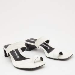 Alexander Wang White Croc Embossed Leather Ellis Sandals Size 37