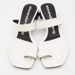 Alexander Wang White Croc Embossed Leather Ellis Sandals Size 37