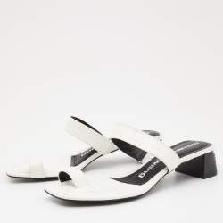 Alexander Wang White Croc Embossed Leather Ellis Sandals Size 37