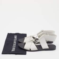Pre Owned Alexander Wang White Leather Ankle Tie Flat Sandals Size 38