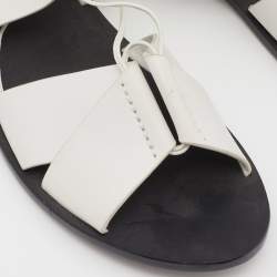 Pre Owned Alexander Wang White Leather Ankle Tie Flat Sandals Size 38