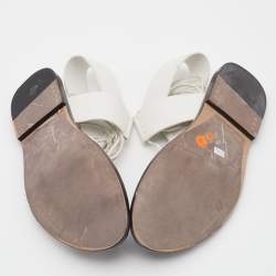 Pre Owned Alexander Wang White Leather Ankle Tie Flat Sandals Size 38