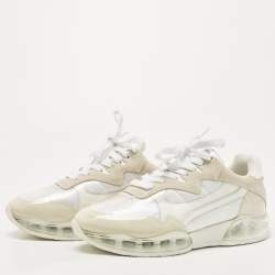 Alexander Wang Grey/White Leather and Suede Stadium Sneakers Size 40