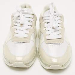 Alexander Wang Grey/White Leather and Suede Stadium Sneakers Size 40