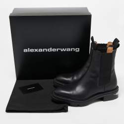 مملوكة مسبقًا Alexander Wang Black Leather Anouck Ankle Boots Size 36