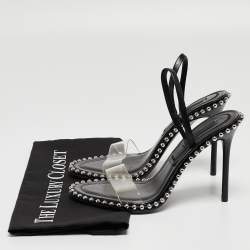 Alexander Wang Black Leather and PVC Studded Nova Slingback Sandals Size 37