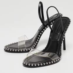 Alexander Wang Black Leather and PVC Studded Nova Slingback Sandals Size 37