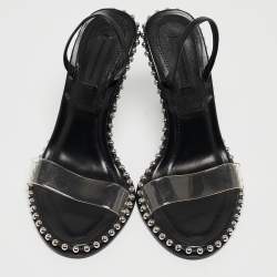Alexander Wang Black Leather and PVC Studded Nova Slingback Sandals Size 37