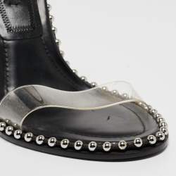 Alexander Wang Black Leather and PVC Studded Nova Slingback Sandals Size 37