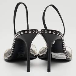 Alexander Wang Black Leather and PVC Studded Nova Slingback Sandals Size 37