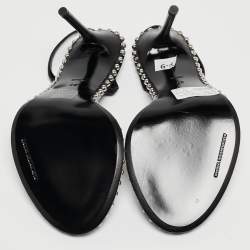 Alexander Wang Black Leather and PVC Studded Nova Slingback Sandals Size 37