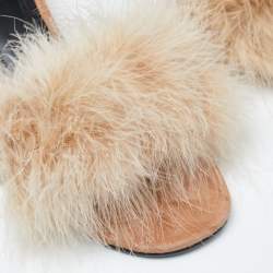 Alexander Wang Brown Fur Open Toe Block Heel Slide Sandals Size 41