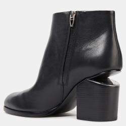 Pre Owned Alexander Wang Black Leather Ankle Boots 40