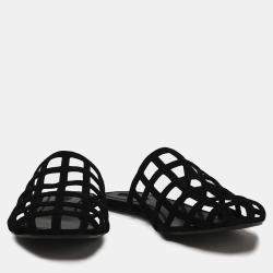 Pre Owned Alexander Wang Black Suede Flat Mules Size 36.5
