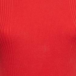 Pre Owned Alexander Wang Red Rib Knit Studded Bodycon Dress M
