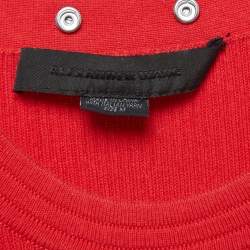 Pre Owned Alexander Wang Red Rib Knit Studded Bodycon Dress M