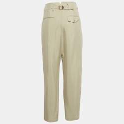 Pre Owned Alexander Wang Beige Gabardine Buckle Detail Trousers M