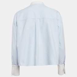 Alexander Wang Blue Printed Cotton Button Front Crop Top S