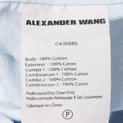 Alexander Wang Blue Printed Cotton Button Front Crop Top S