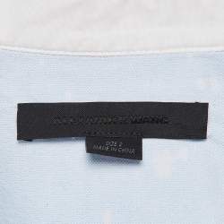 Alexander Wang Blue Printed Cotton Button Front Crop Top S