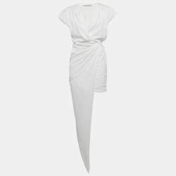 Alexander Wang White Jersey Draped Asymmetric Mini Dress S