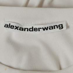 Alexander Wang White Jersey Draped Asymmetric Mini Dress S