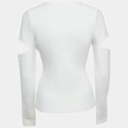 Alexander McQueen Off-White Jersey Cold Shoulder Top M