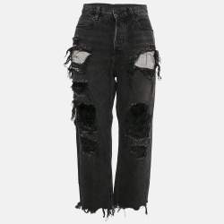 Denim X Alexander Wang Black Distressed Denim Rival Jeans M Waist 30"