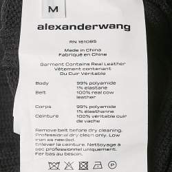 Pre Owned Alexander Wang Black Pleated Knit Belted Midi Dress M