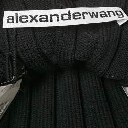 Pre Owned Alexander Wang Black Pleated Knit Belted Midi Dress M