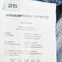 Pre Owned Alexander Wang Blue Denim Metal Logo Detail Straight Leg Jeans S Waist 25"
