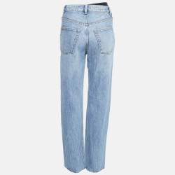 Pre Owned Alexander Wang Blue Denim Metal Logo Detail Straight Leg Jeans S Waist 25"