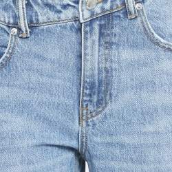 Pre Owned Alexander Wang Blue Denim Metal Logo Detail Straight Leg Jeans S Waist 25"