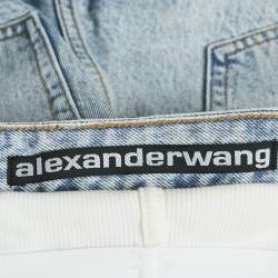 Pre Owned Alexander Wang Blue Denim Waist Detail Straight Leg Jeans S Waist 27"