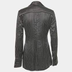 Alexander Wang  Black Embellished Striped Silk Satin Shirt S