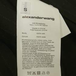Alexander Wang  Black Embellished Striped Silk Satin Shirt S