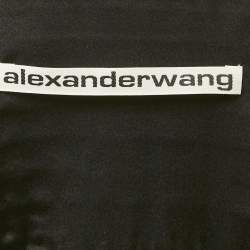 Alexander Wang  Black Embellished Striped Silk Satin Shirt S
