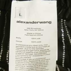 Alexander Wang Black Embellished Striped Satin Shorts L
