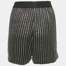 Alexander Wang Black Embellished Striped Satin Shorts L