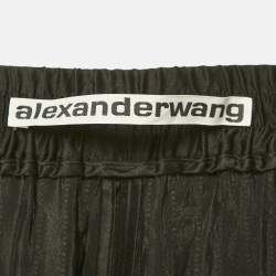 Alexander Wang Black Embellished Striped Satin Shorts L