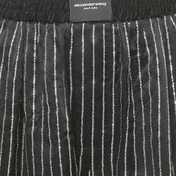 Alexander Wang Black Embellished Striped Satin Shorts L