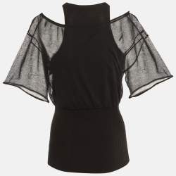 Alexander Wang Black Sheer Overlay Knit Top M
