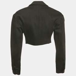 Pre Owned Alexander Wang Black Cotton Lapel Collar Cropped Jacket S